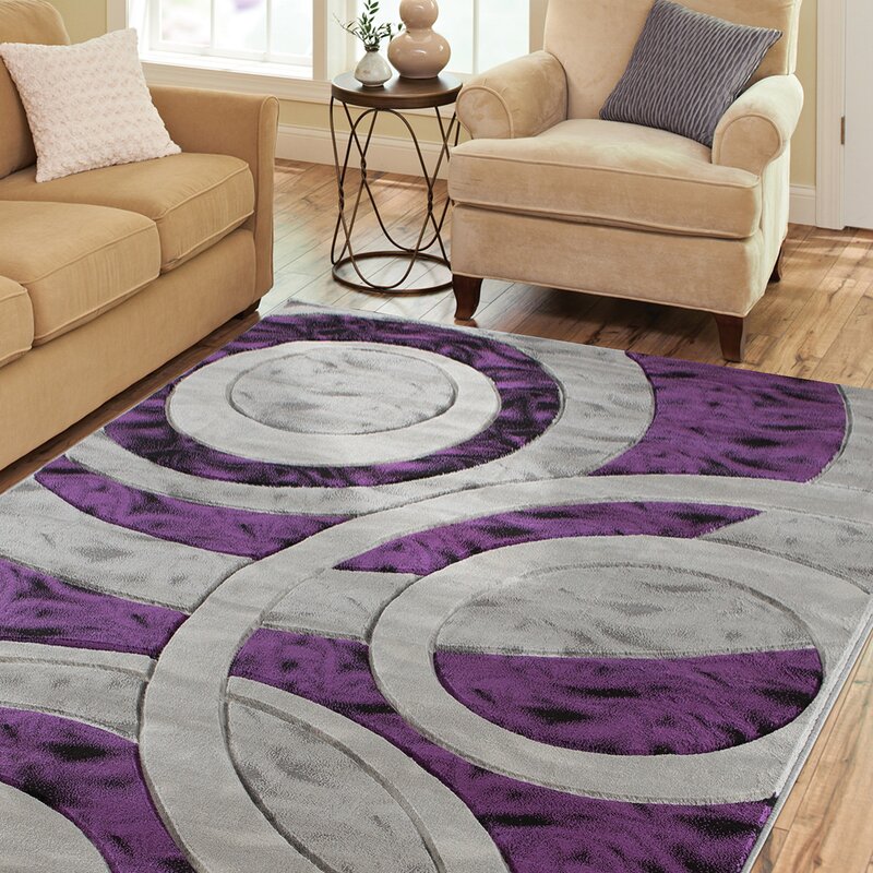 Wrought Studio Adonia Abstract Purple/Gray Area Rug | Wayfair.ca